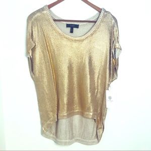 NWT Super shimmery gold short sleeve sweater